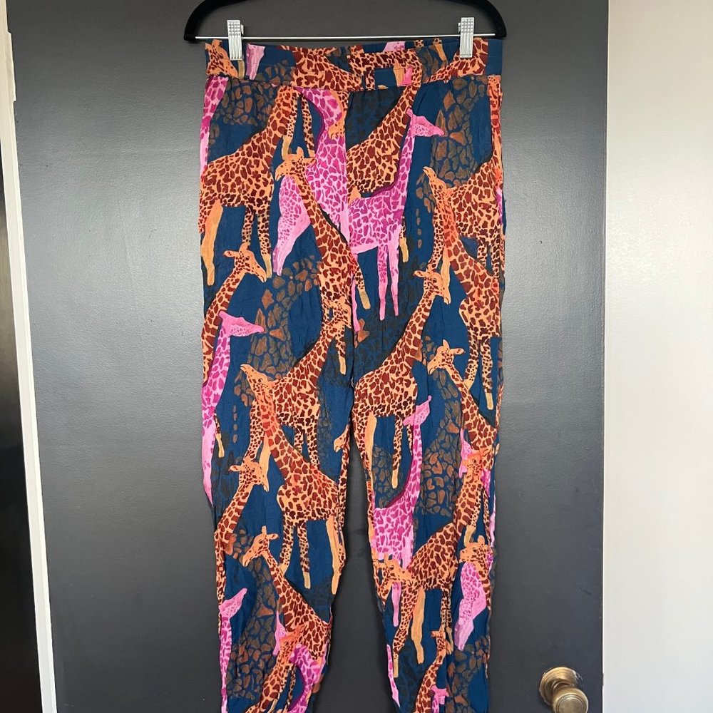 Farm Rio Pink Giraffe Cuffed Pants